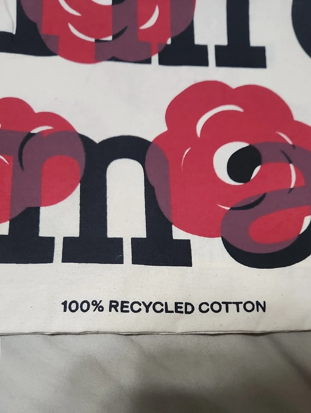 Marimekko Beige Tote With Red Floral Design